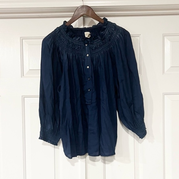Rebecca Taylor | Tissue Denim Flowy Blouse Top - Picture 3 of 7
